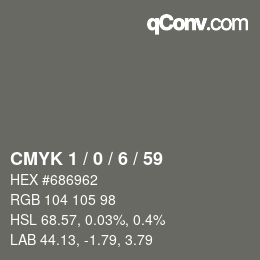 カラーコード: CMYK 1 / 0 / 6 / 59 | qconv.com