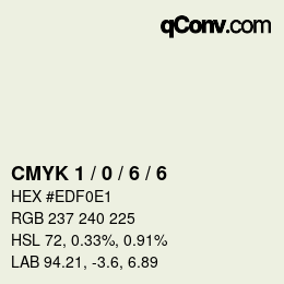 颜色代码: CMYK 1 / 0 / 6 / 6 | qconv.com