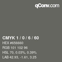 Color code: CMYK 1 / 0 / 6 / 60 | qconv.com