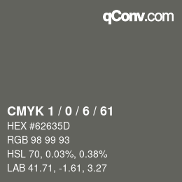 Color code: CMYK 1 / 0 / 6 / 61 | qconv.com