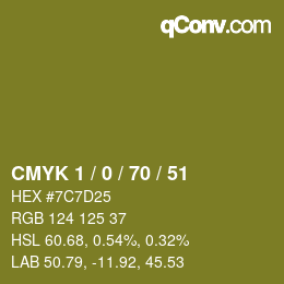 Color code: CMYK 1 / 0 / 70 / 51 | qconv.com