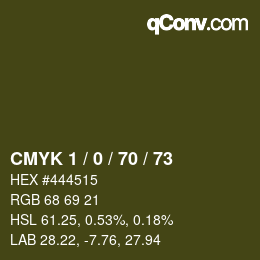 Color code: CMYK 1 / 0 / 70 / 73 | qconv.com