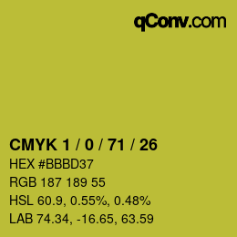 Color code: CMYK 1 / 0 / 71 / 26 | qconv.com