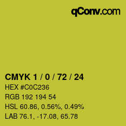 Color code: CMYK 1 / 0 / 72 / 24 | qconv.com