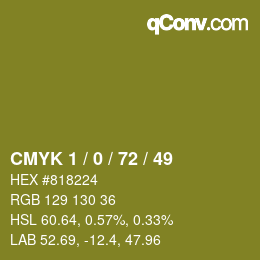 Color code: CMYK 1 / 0 / 72 / 49 | qconv.com