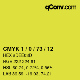 カラーコード: CMYK 1 / 0 / 73 / 12 | qconv.com