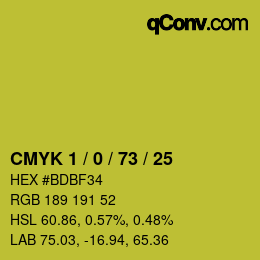 Color code: CMYK 1 / 0 / 73 / 25 | qconv.com