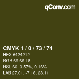 カラーコード: CMYK 1 / 0 / 73 / 74 | qconv.com