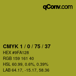 カラーコード: CMYK 1 / 0 / 75 / 37 | qconv.com