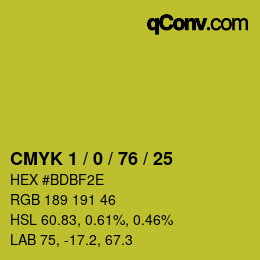 Color code: CMYK 1 / 0 / 76 / 25 | qconv.com