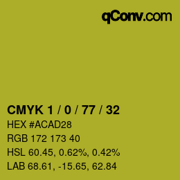 Color code: CMYK 1 / 0 / 77 / 32 | qconv.com