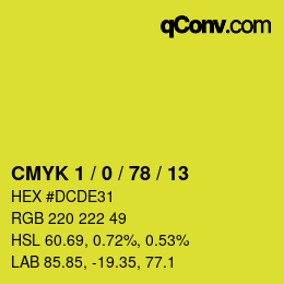 Código de color: CMYK 1 / 0 / 78 / 13 | qconv.com