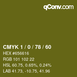 カラーコード: CMYK 1 / 0 / 78 / 60 | qconv.com
