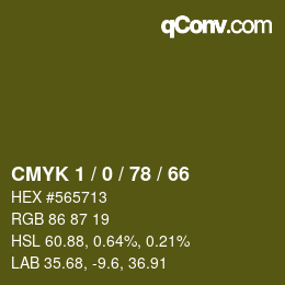 カラーコード: CMYK 1 / 0 / 78 / 66 | qconv.com