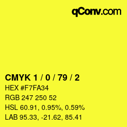 Color code: CMYK 1 / 0 / 79 / 2 | qconv.com