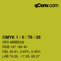 カラーコード: CMYK 1 / 0 / 79 / 26 | qconv.com