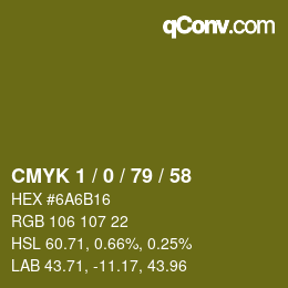 カラーコード: CMYK 1 / 0 / 79 / 58 | qconv.com