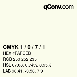 Color code: CMYK 1 / 0 / 7 / 1 | qconv.com