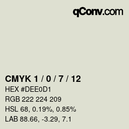 カラーコード: CMYK 1 / 0 / 7 / 12 | qconv.com