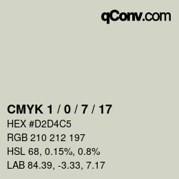 颜色代码: CMYK 1 / 0 / 7 / 17 | qconv.com