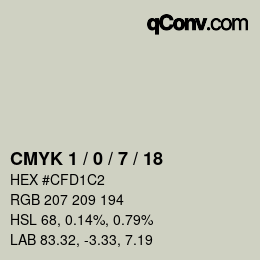 カラーコード: CMYK 1 / 0 / 7 / 18 | qconv.com