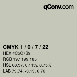カラーコード: CMYK 1 / 0 / 7 / 22 | qconv.com