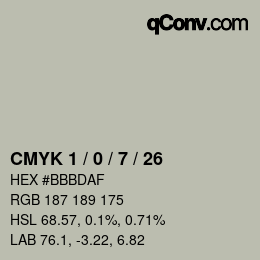 Color code: CMYK 1 / 0 / 7 / 26 | qconv.com