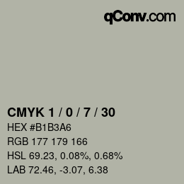 颜色代码: CMYK 1 / 0 / 7 / 30 | qconv.com