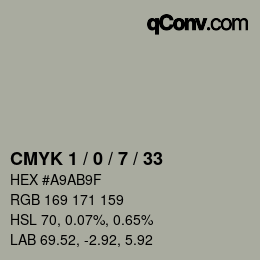 Color code: CMYK 1 / 0 / 7 / 33 | qconv.com