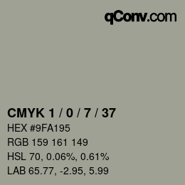 カラーコード: CMYK 1 / 0 / 7 / 37 | qconv.com