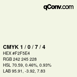 Color code: CMYK 1 / 0 / 7 / 4 | qconv.com