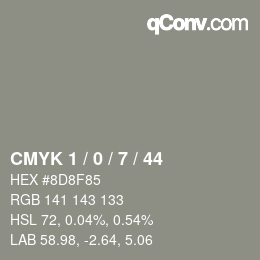 Color code: CMYK 1 / 0 / 7 / 44 | qconv.com