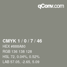 Color code: CMYK 1 / 0 / 7 / 46 | qconv.com