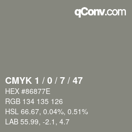 Color code: CMYK 1 / 0 / 7 / 47 | qconv.com