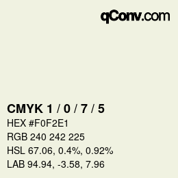 Color code: CMYK 1 / 0 / 7 / 5 | qconv.com