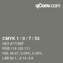 Color code: CMYK 1 / 0 / 7 / 53 | qconv.com