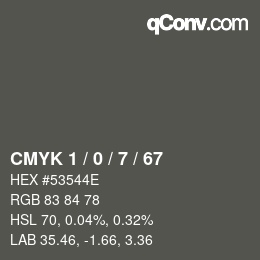 Color code: CMYK 1 / 0 / 7 / 67 | qconv.com