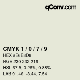 カラーコード: CMYK 1 / 0 / 7 / 9 | qconv.com