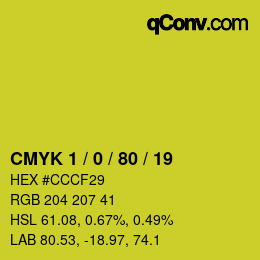 Color code: CMYK 1 / 0 / 80 / 19 | qconv.com
