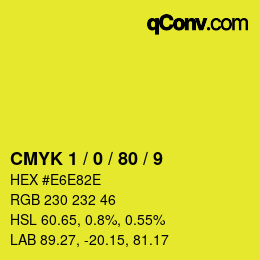 カラーコード: CMYK 1 / 0 / 80 / 9 | qconv.com