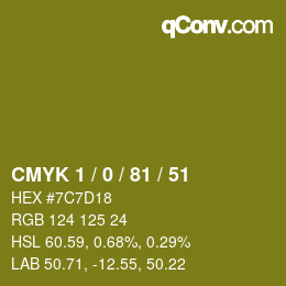 Color code: CMYK 1 / 0 / 81 / 51 | qconv.com