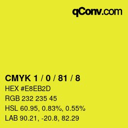 カラーコード: CMYK 1 / 0 / 81 / 8 | qconv.com