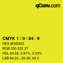 カラーコード: CMYK 1 / 0 / 84 / 9 | qconv.com