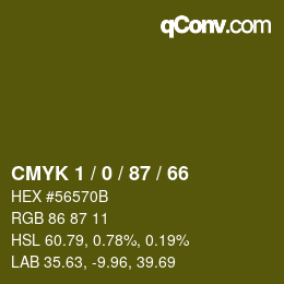 カラーコード: CMYK 1 / 0 / 87 / 66 | qconv.com