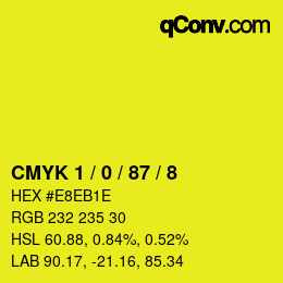 カラーコード: CMYK 1 / 0 / 87 / 8 | qconv.com