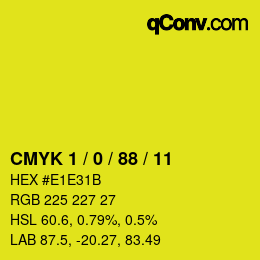 Color code: CMYK 1 / 0 / 88 / 11 | qconv.com