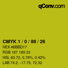 Color code: CMYK 1 / 0 / 88 / 26 | qconv.com