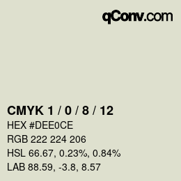 カラーコード: CMYK 1 / 0 / 8 / 12 | qconv.com