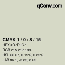 カラーコード: CMYK 1 / 0 / 8 / 15 | qconv.com