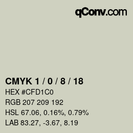 颜色代码: CMYK 1 / 0 / 8 / 18 | qconv.com
